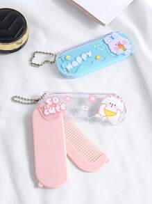 1pc Foldable Travel Comb And Mirror Set