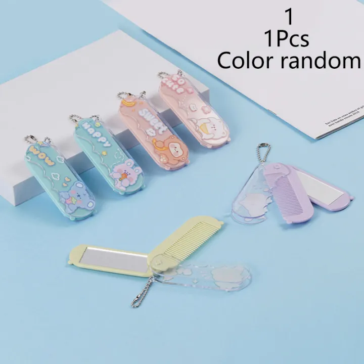 1pc Foldable Travel Comb And Mirror Set