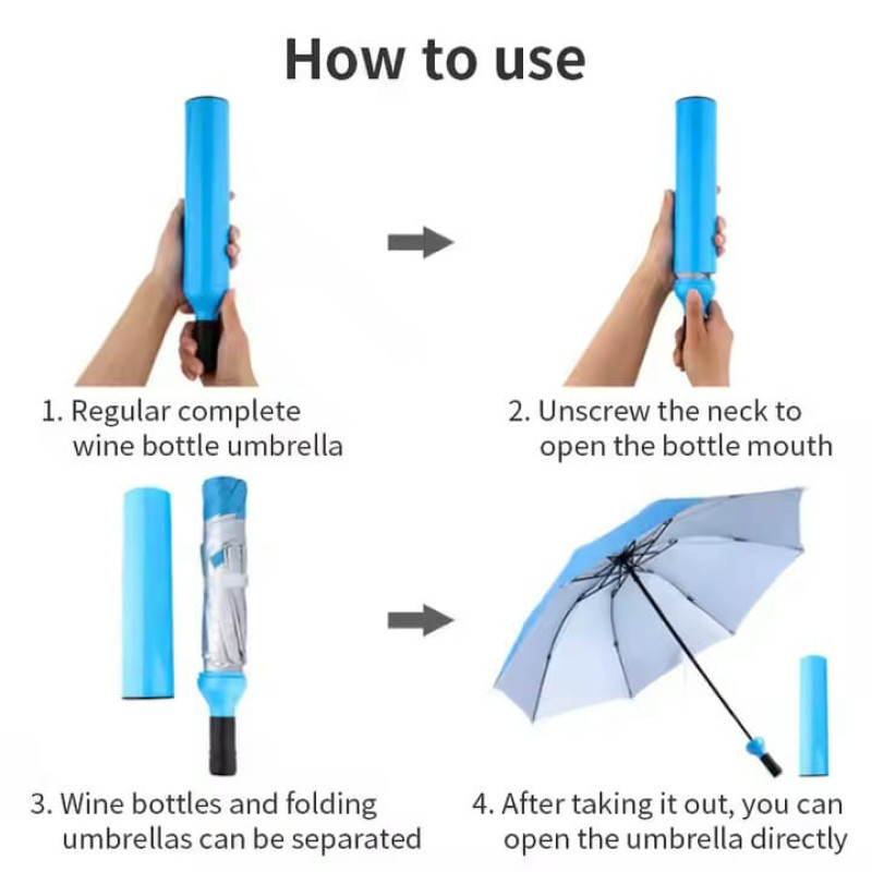 Compact UV Rain Umbrella with Bottle Case
