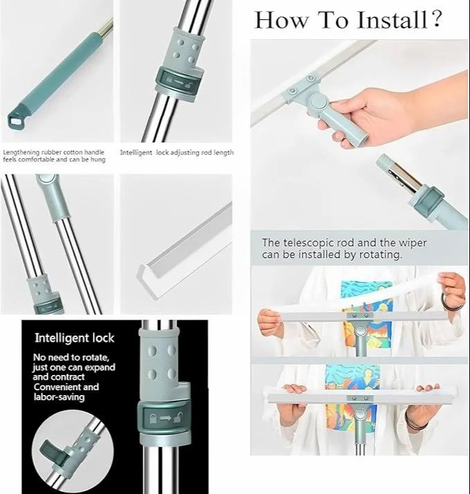 Magic Broom Floor Wiper (Long Handle 180 Degree Rotatable)