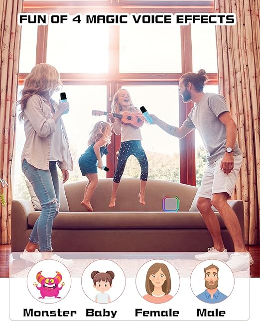 Portable Karaoke System With 2 Wireless Microphones