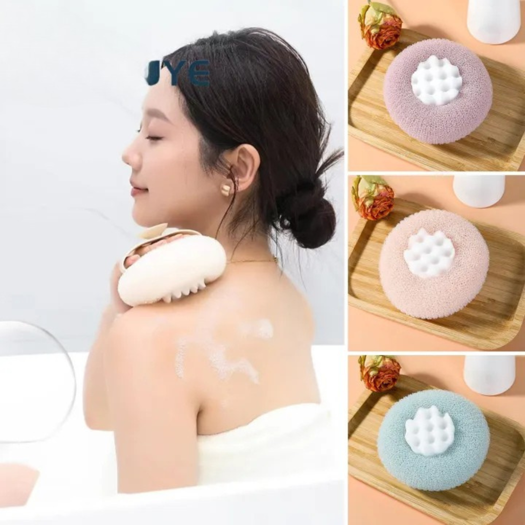 Sunflower Shower Ball with Silicone Exfoliating Scrubber