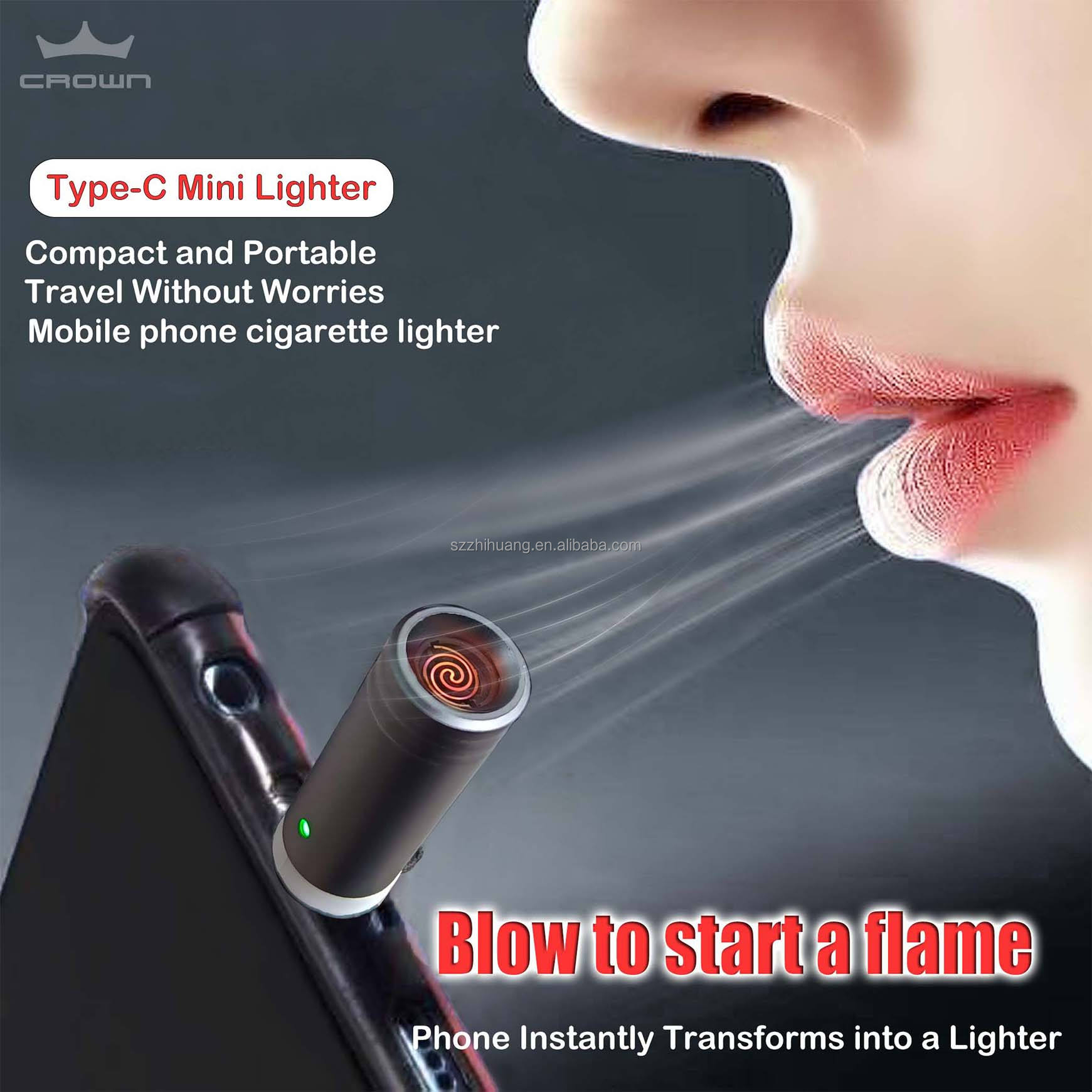 USB-C Lighter for Mobile Phones Flameless and Windproof Lighter