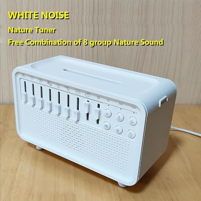 White Noise Night Light Humidifier with Sound Machine (8 Ambient Sounds)