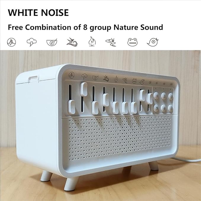 White Noise Night Light Humidifier with Sound Machine (8 Ambient Sounds)